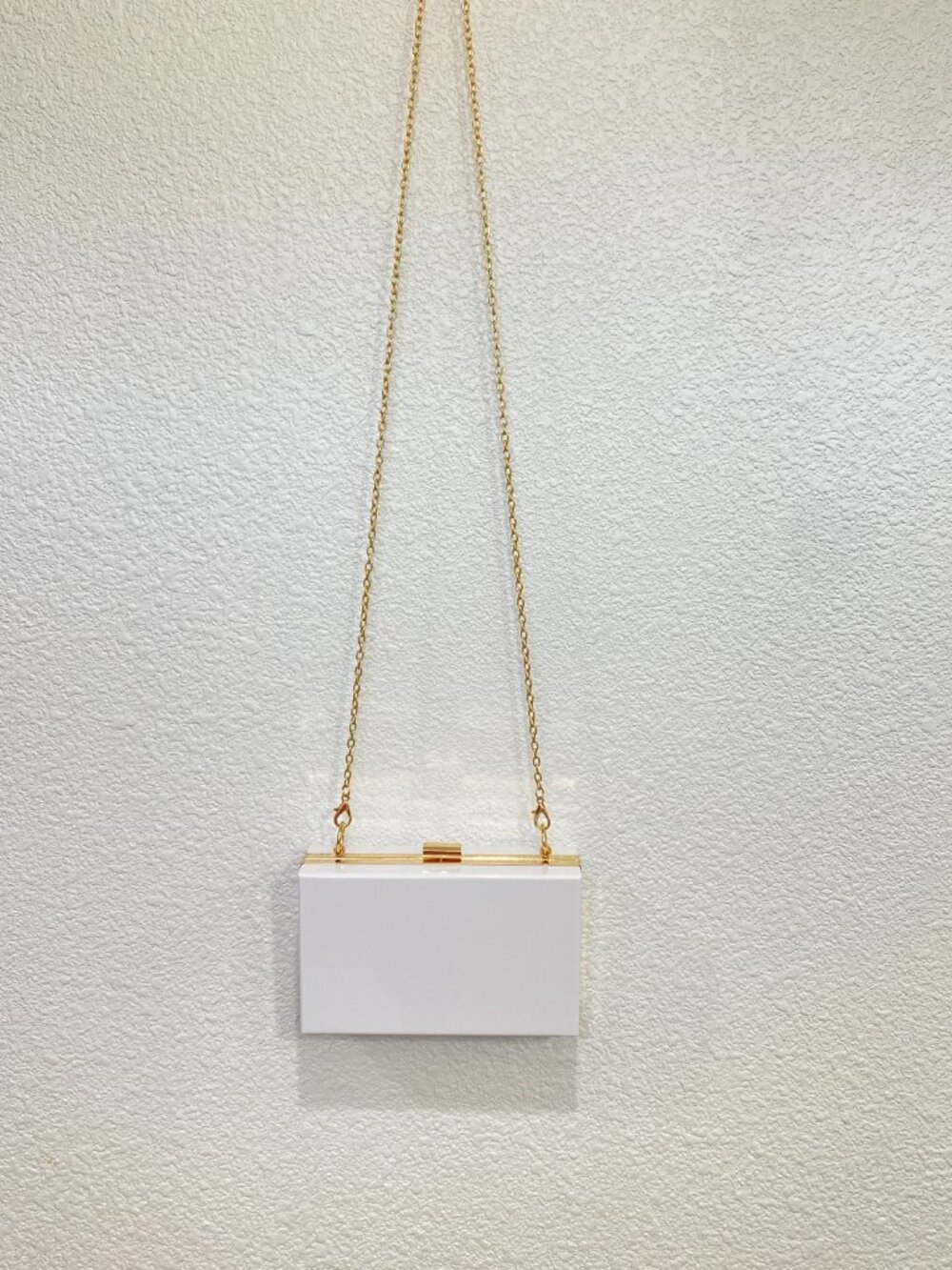White Acrylic Box Clutch | Gold Chain Crossbody Evening Bag-Minimalist 90s Style - Picture 2 of 8
